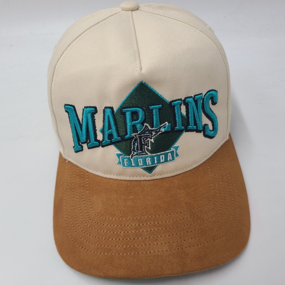 Florida Marlins Hat Snapback 47 Brand Hitch Beige Brown MLB Cooperstown Logo Men